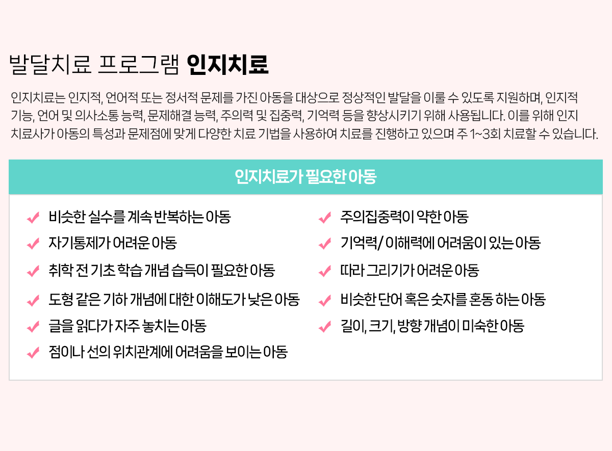 발달치료 프로그램 인지치료