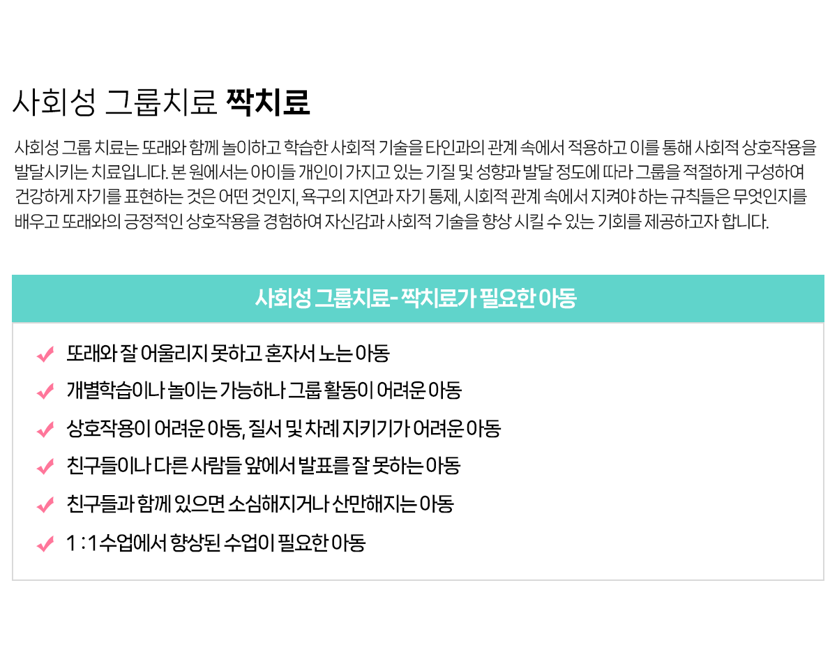 사회성그룹치료 짝치료
